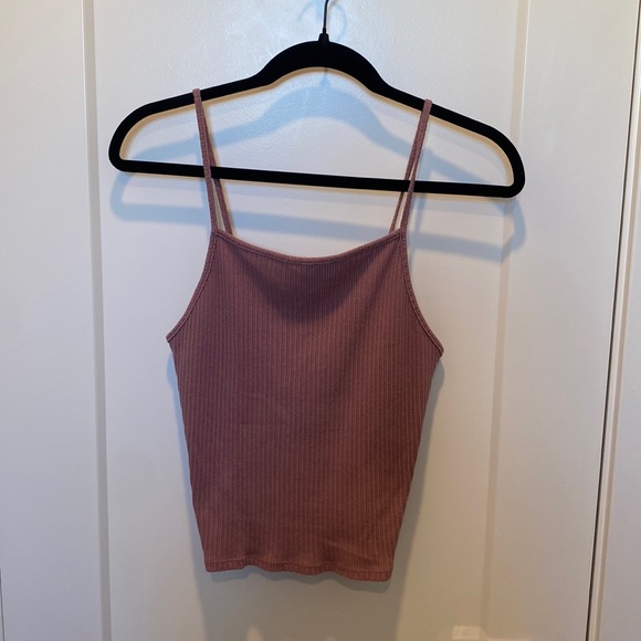 American Eagle Outfitters Tops - American Eagle Mauve Purple Ribbed Spaghetti Strap Tank Top